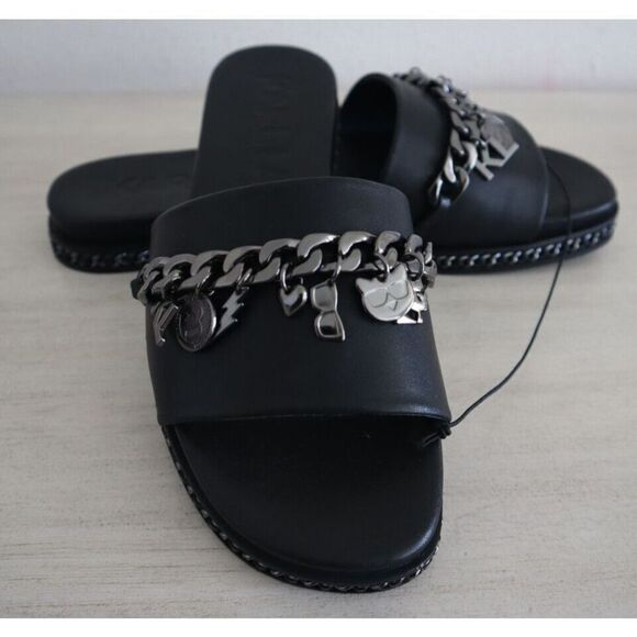 Karl Lagerfeld Women's Sz 8M Black Basia Charm/K23 Slide Sandals - Picture 8 of 9